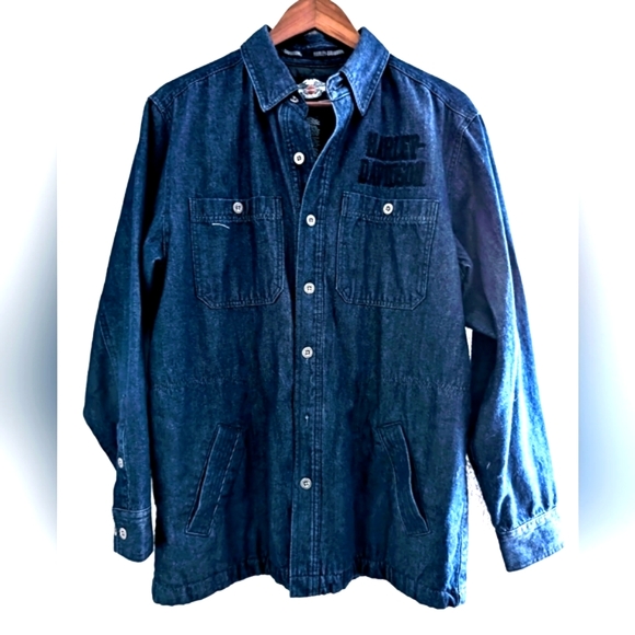 Harley-Davidson Men's Denim Button Down Lined Long Sleeve Shirt - Picture 7 of 7